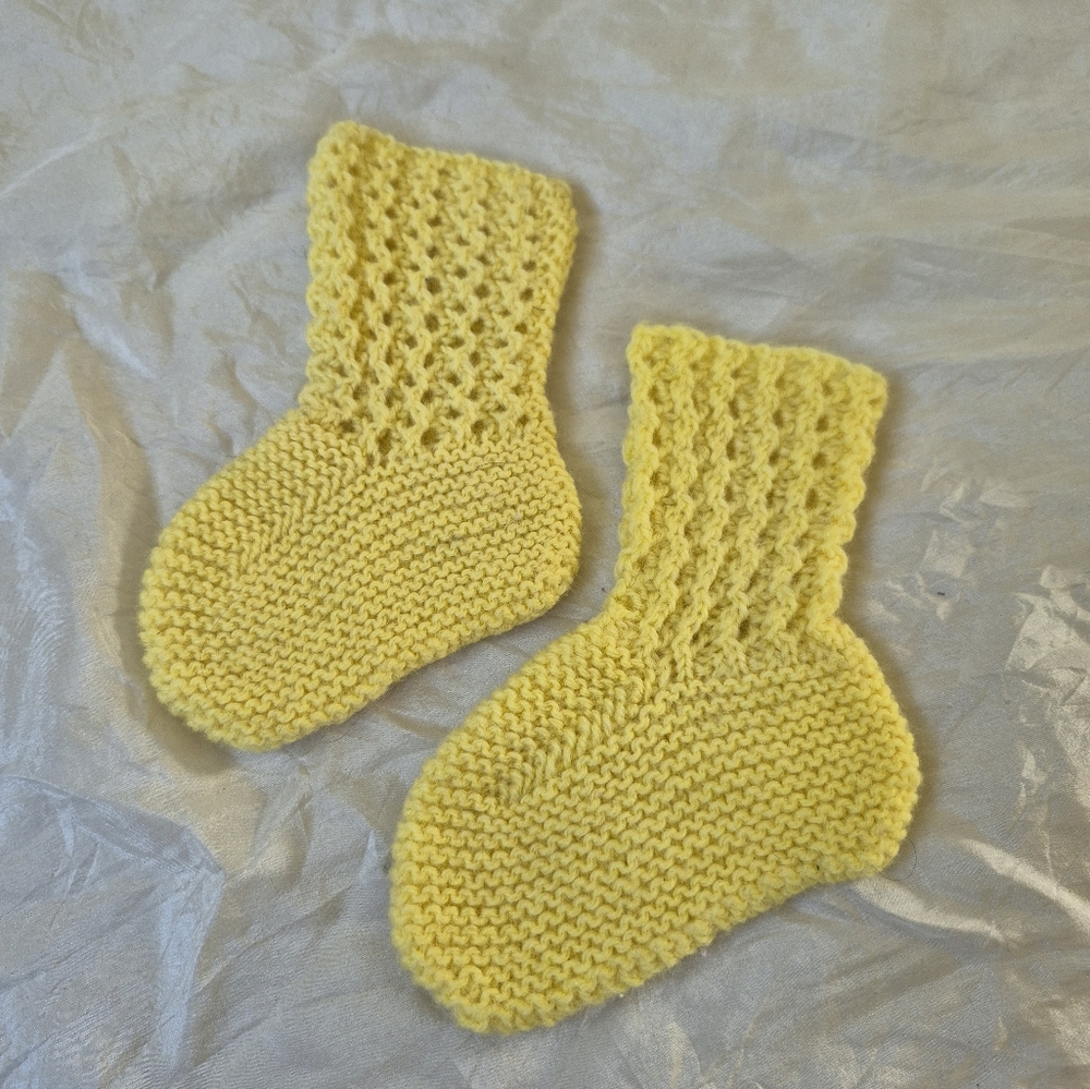 Handknit Baby Slipper Socks Yellow